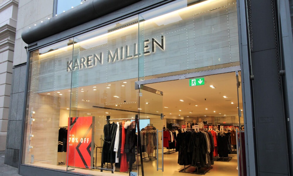 Glass shop front for Karen Millen, fashion store